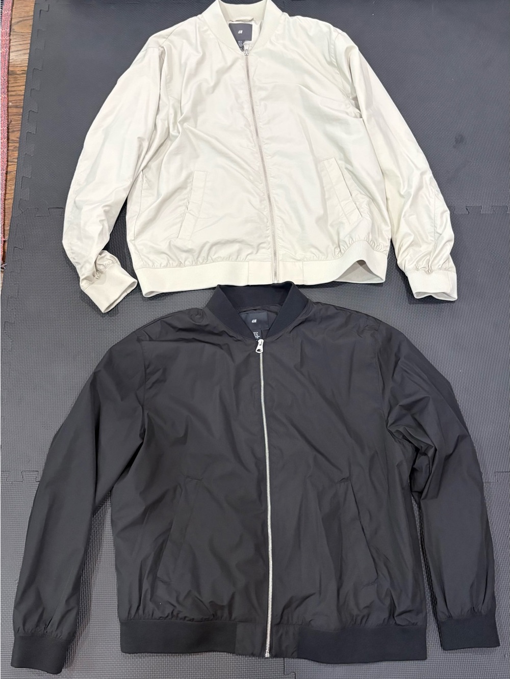2 Men’s H&M Bomber Jackets Size XL Black and Beige